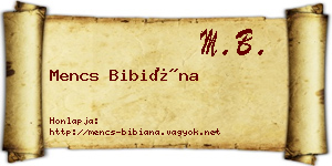 Mencs Bibiána névjegykártya